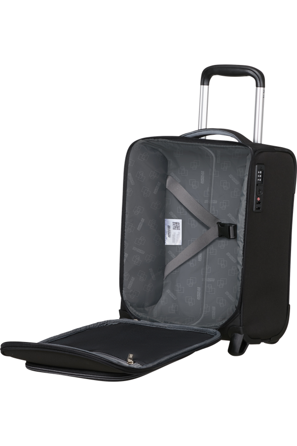 Cloudrider S/M Walizka na 2 kołach | American Tourister Cloudrider Upright Underseater Tsa  Jet Black