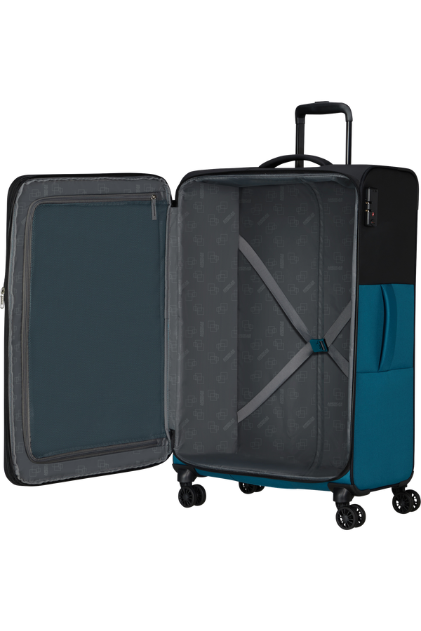 American Tourister Daring Dash Spinner Expandable TSA L  Czarny/Niebieski