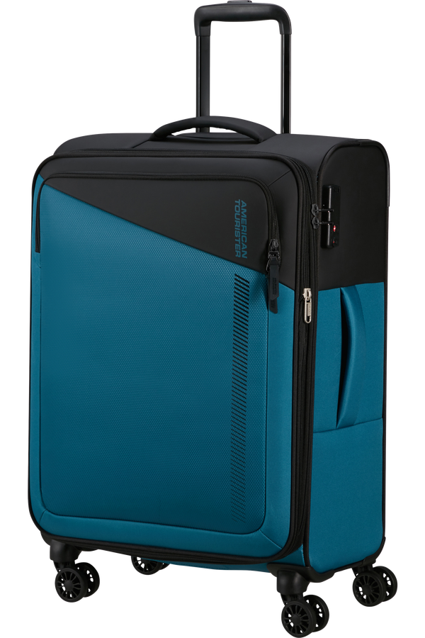 American Tourister Daring Dash Spinner Expandable TSA M  Czarny/Niebieski American Tourister Daring Dash Spinner Expandable TSA M  Czarny/Niebieski