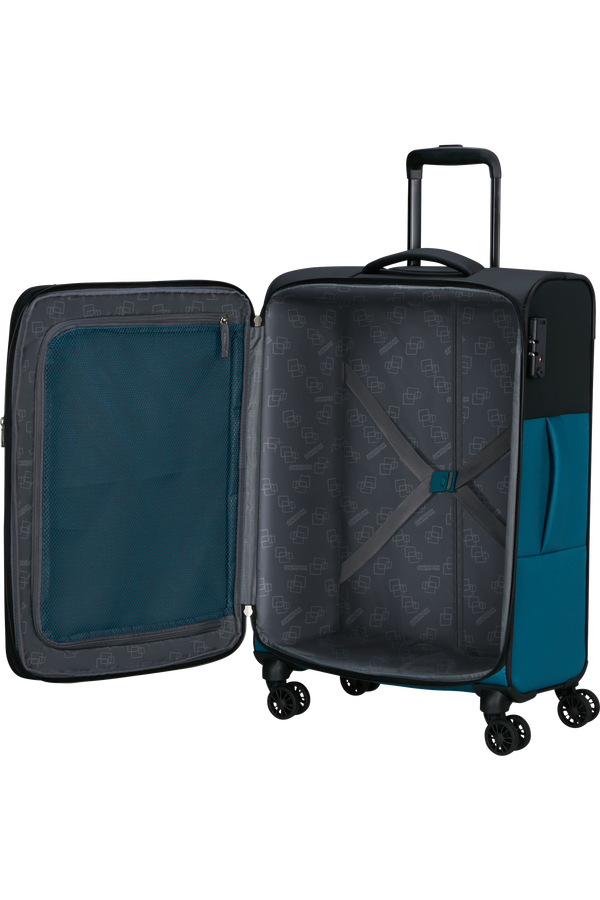 American Tourister Daring Dash Spinner Expandable TSA M  Czarny/Niebieski American Tourister Daring Dash Spinner Expandable TSA M  Czarny/Niebieski