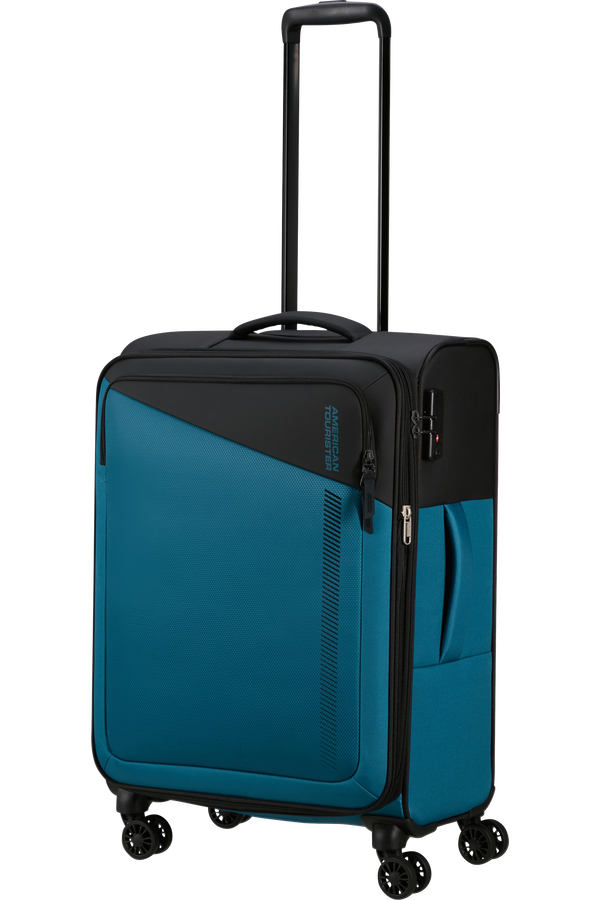 American Tourister Daring Dash Spinner Expandable TSA M  Czarny/Niebieski American Tourister Daring Dash Spinner Expandable TSA M  Czarny/Niebieski