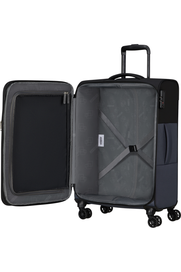 American Tourister Daring Dash Spinner Expandable TSA M  Czarny/Szary American Tourister Daring Dash Spinner Expandable TSA M  Czarny/Szary