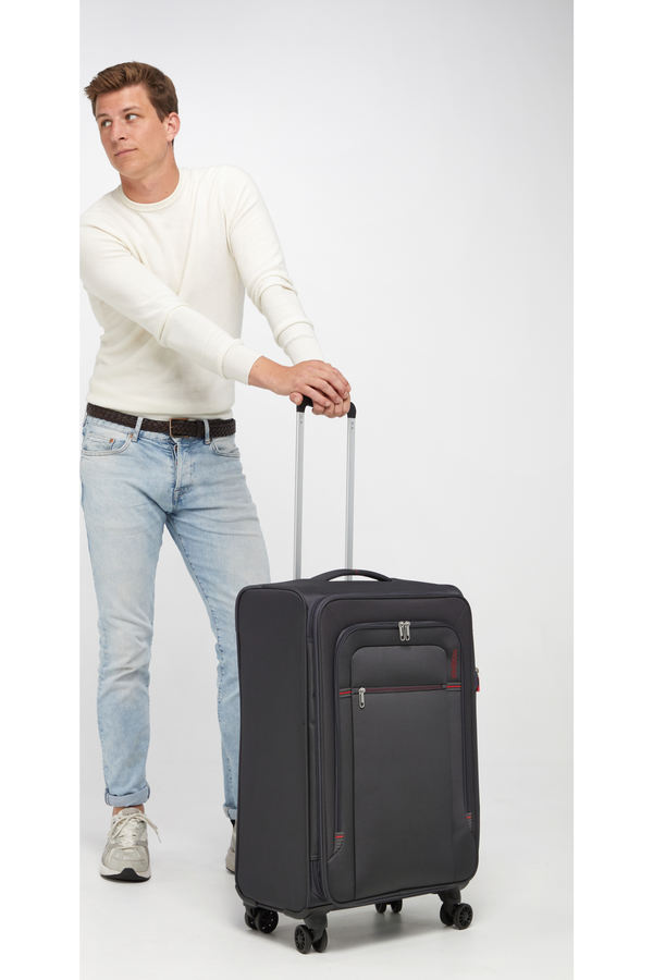 American Tourister Crosstrack Spinner Expandable 67cm  Szary/Czerwony